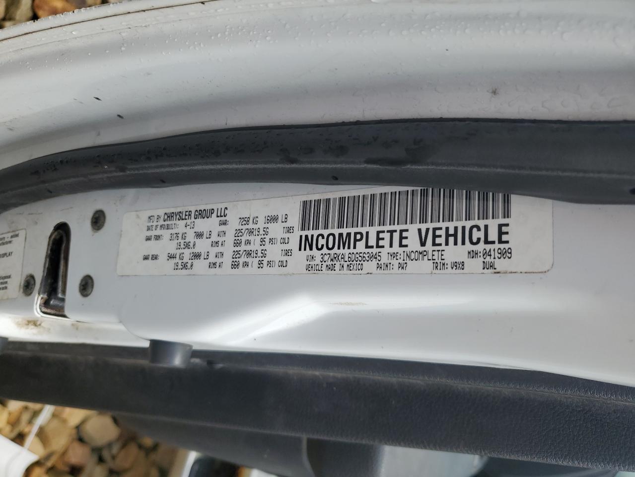 2013 Ram 4500 VIN: 3C7WRKAL6DG563045 Lot: 61916515
