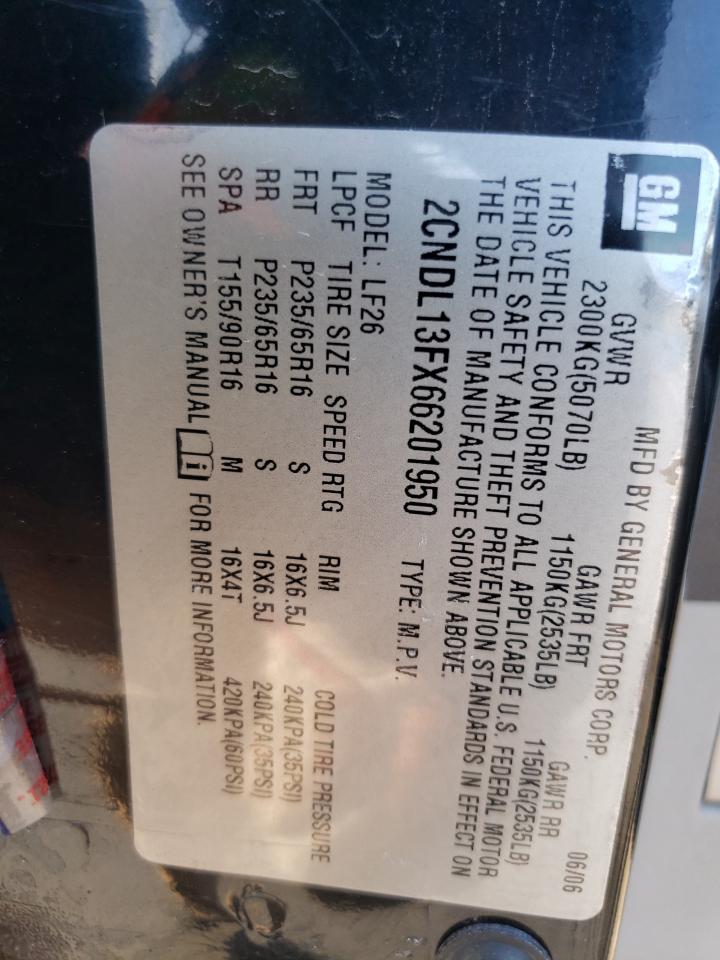 2006 Chevrolet Equinox Ls VIN: 2CNDL13FX66201950 Lot: 65949655