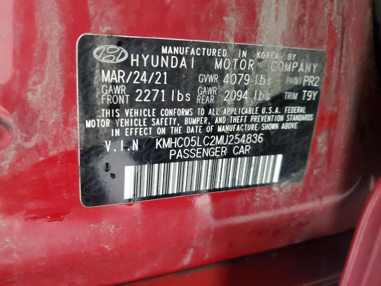 2021 Hyundai Ioniq Limited VIN: KMHC05LC2MU254836 Lot: 64409905