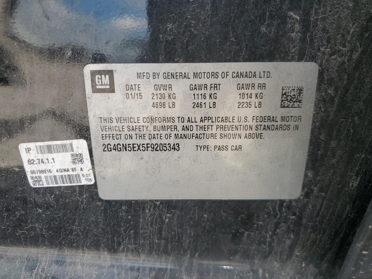 2015 Buick Regal Premium VIN: 2G4GN5EX5F9205343 Lot: 63137265