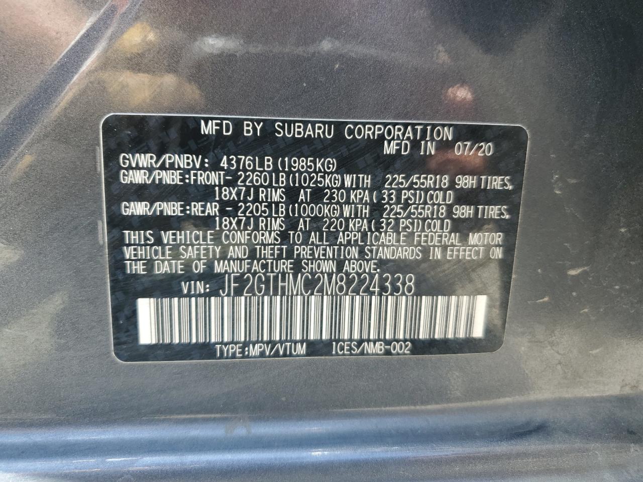 2021 Subaru Crosstrek Limited VIN: JF2GTHMC2M8224338 Lot: 64097455