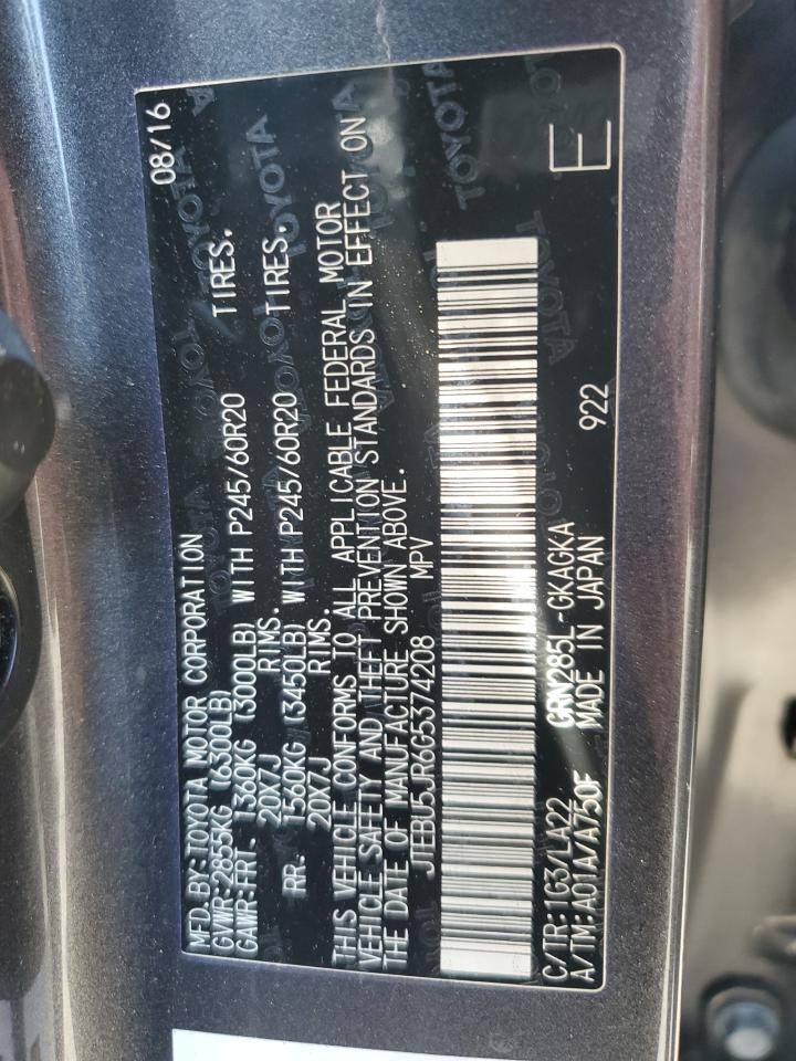2016 Toyota 4Runner Sr5/Sr5 Premium VIN: JTEBU5JR6G5374208 Lot: 63160775