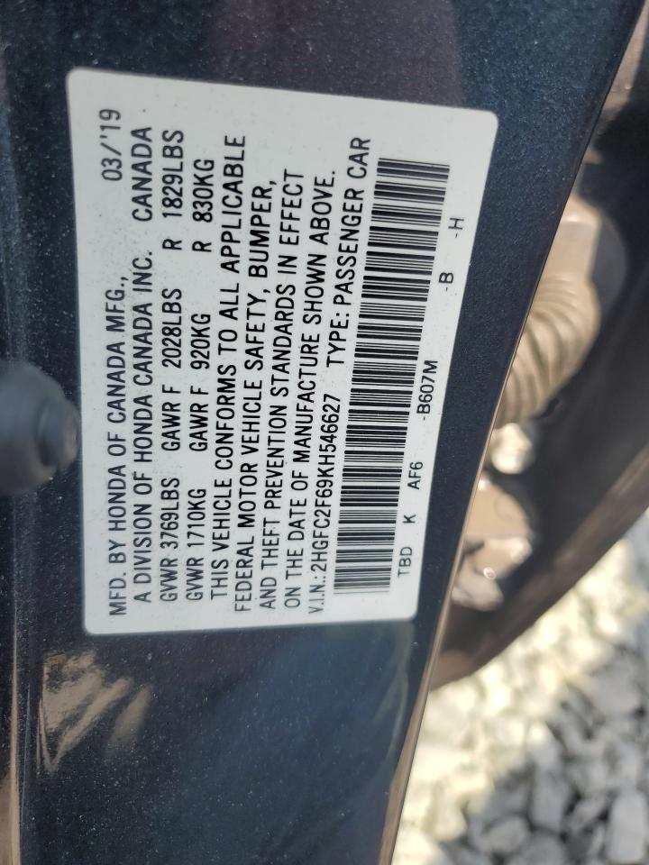 2019 Honda Civic Lx VIN: 2HGFC2F69KH546627 Lot: 65005805