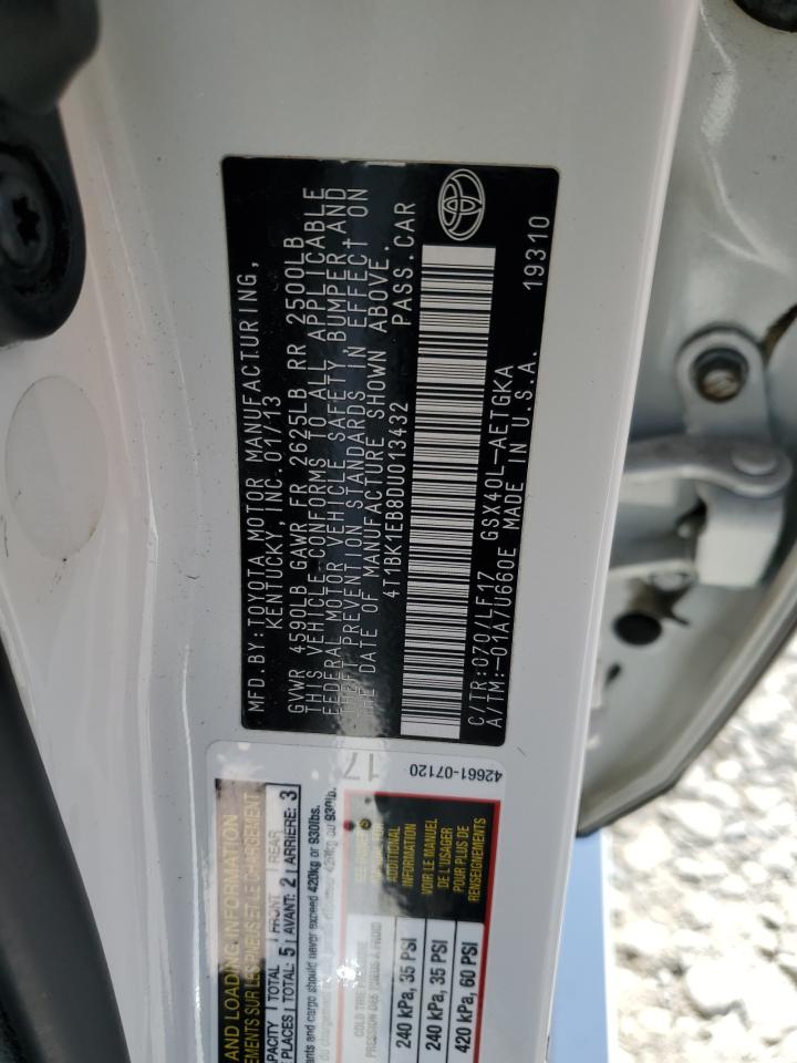 2013 Toyota Avalon Base VIN: 4T1BK1EB8DU013432 Lot: 62876395