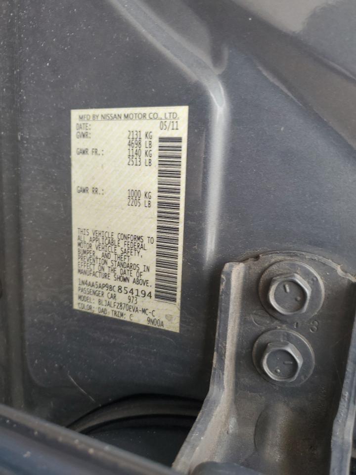 2011 Nissan Maxima S VIN: 1N4AA5AP9BC854194 Lot: 63013175