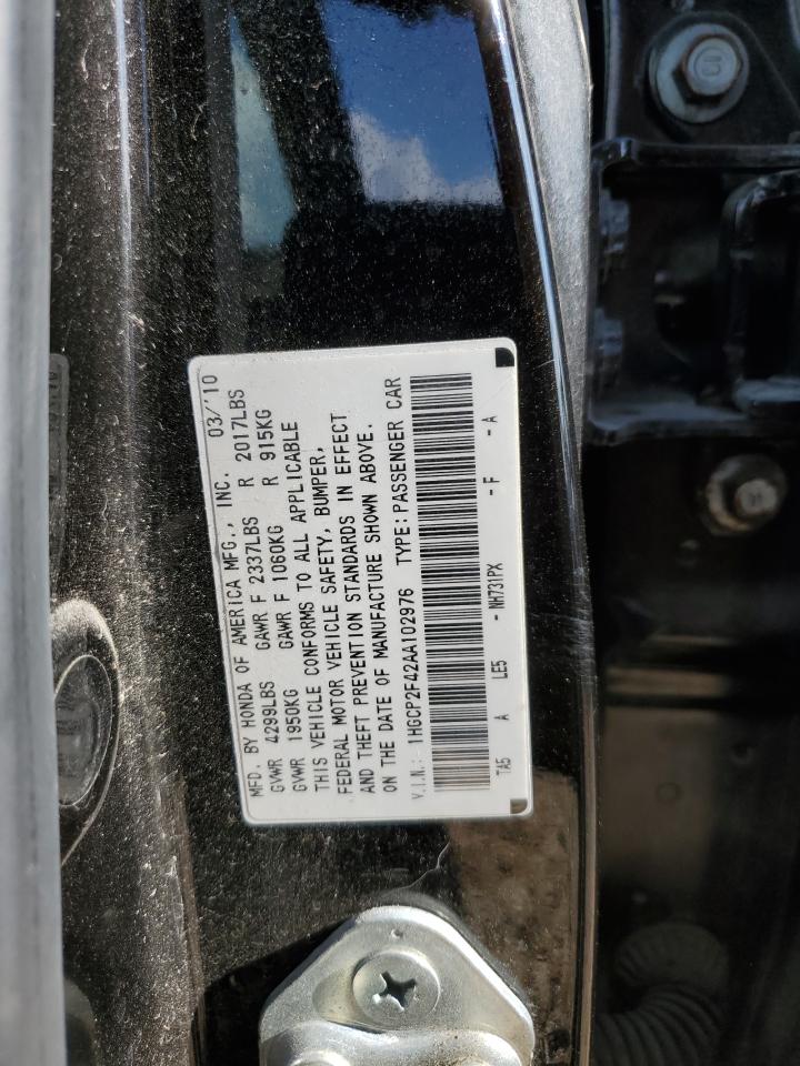 2010 Honda Accord Lxp VIN: 1HGCP2F42AA102976 Lot: 63679825