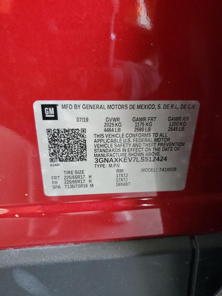 2020 Chevrolet Equinox Lt VIN: 3GNAXKEV7LS512424 Lot: 64663965
