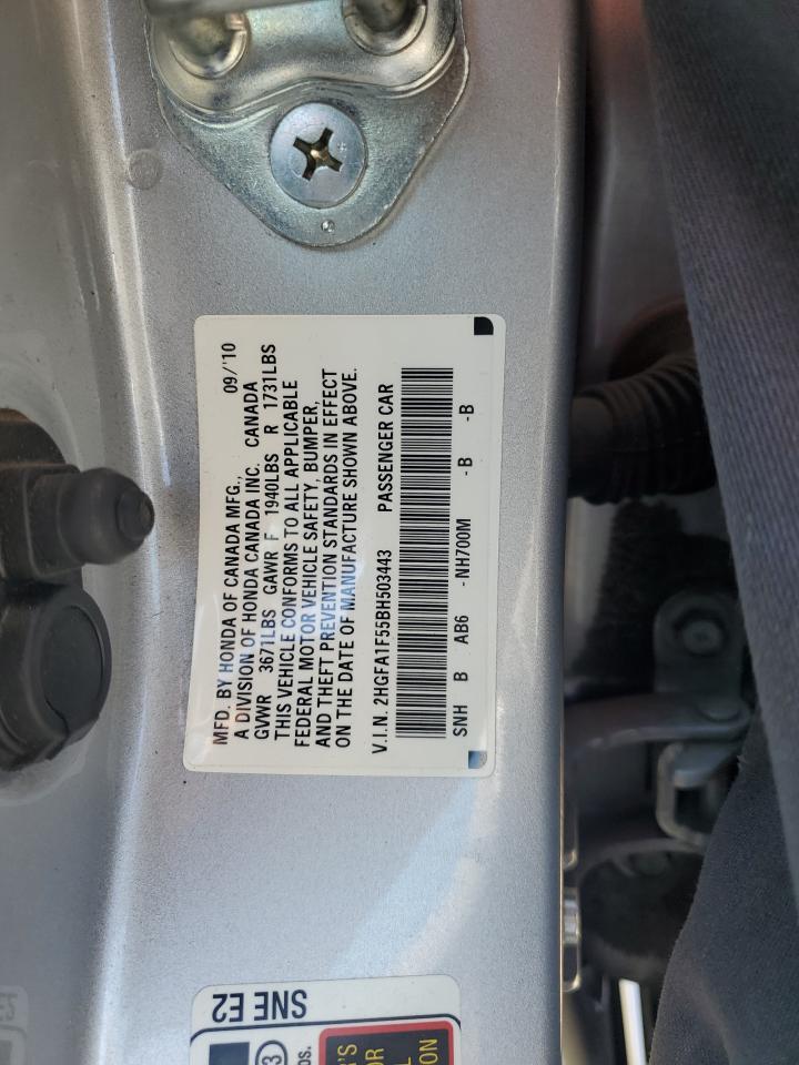 2011 Honda Civic Lx VIN: 2HGFA1F55BH503443 Lot: 64889175