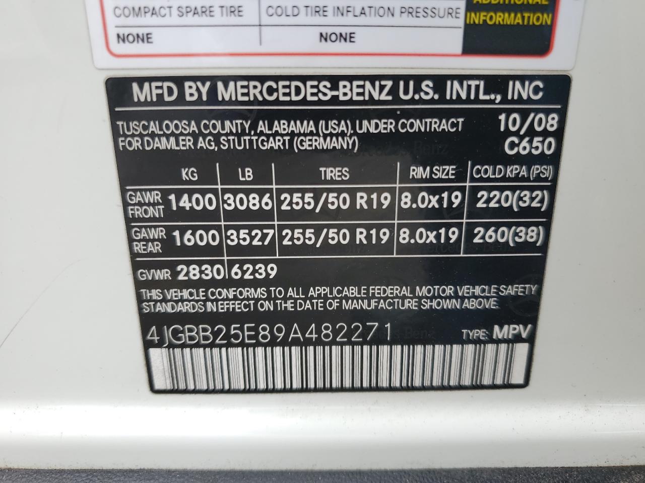 2009 Mercedes-Benz Ml VIN: 4JGBB25E89A482271 Lot: 63660555