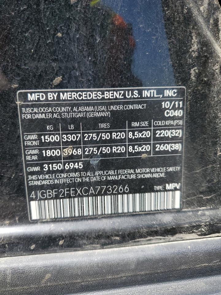 2012 Mercedes-Benz Gl 350 Bluetec VIN: 4JGBF2FEXCA773266 Lot: 63393215