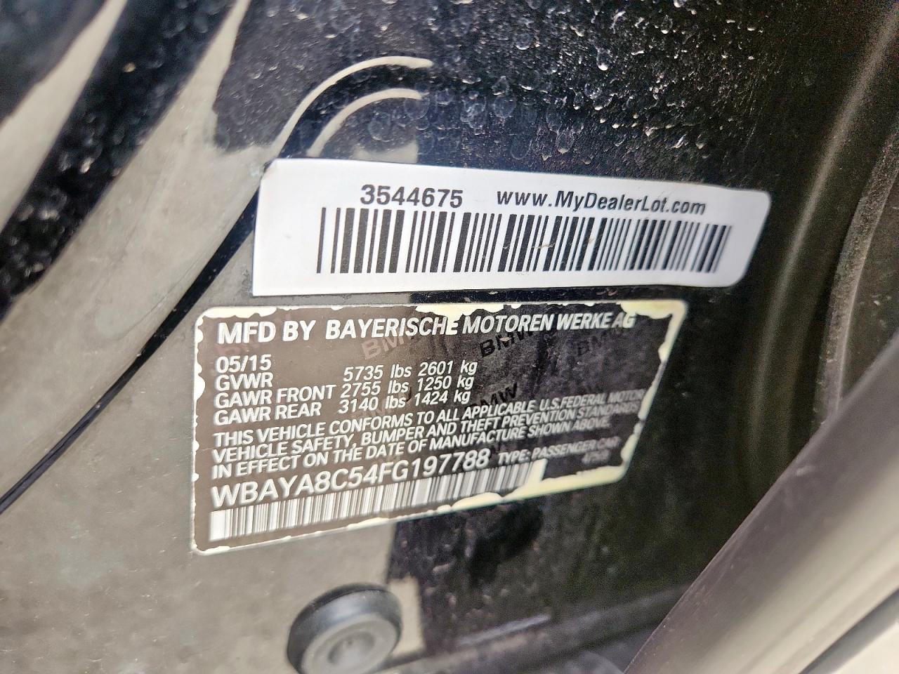 2015 BMW 750 I VIN: WBAYA8C54FG197788 Lot: 63431285