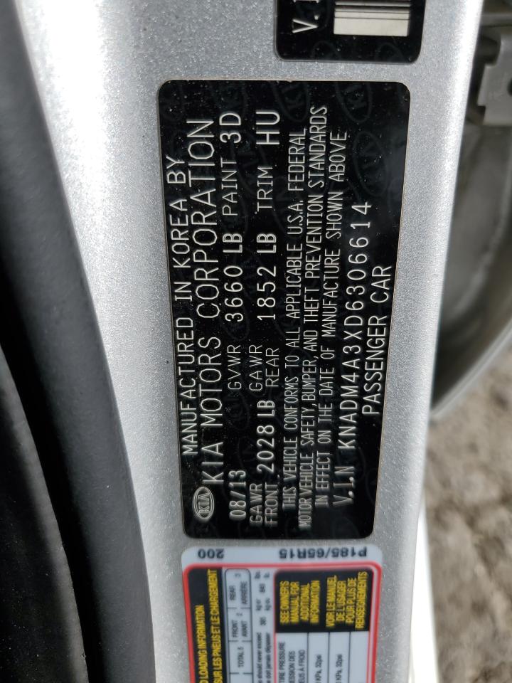 2013 Kia Rio Lx VIN: KNADM4A3XD6306614 Lot: 63500665