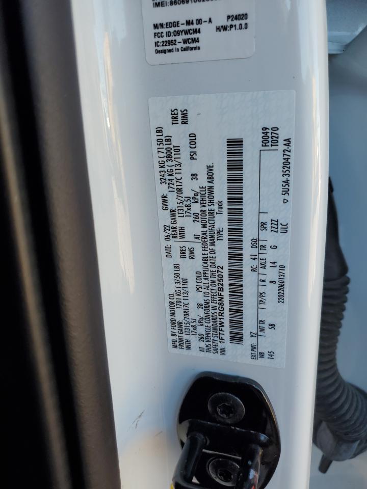 2022 Ford F150 Raptor VIN: 1FTFW1RG8NFB25072 Lot: 63861295