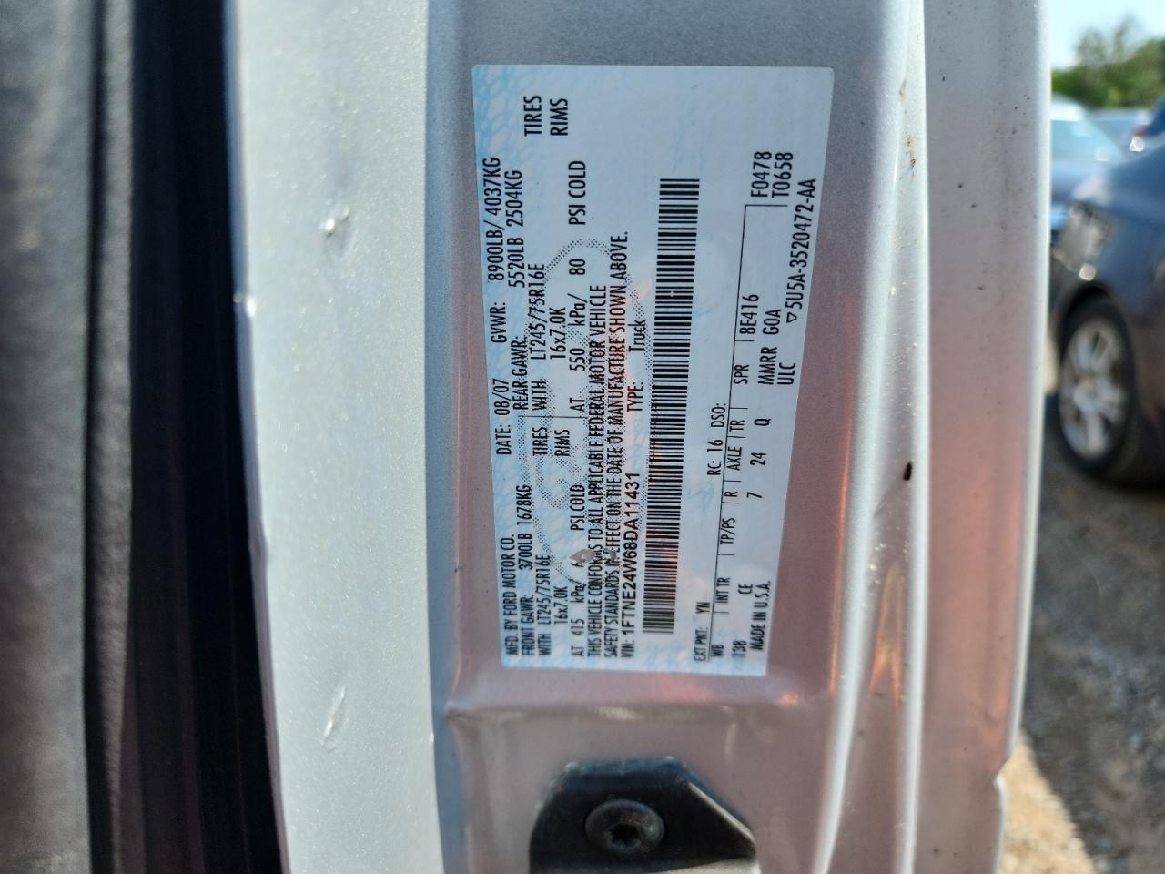 2008 Ford Econoline E250 Van VIN: 1FTNE24W68DA11431 Lot: 63142865