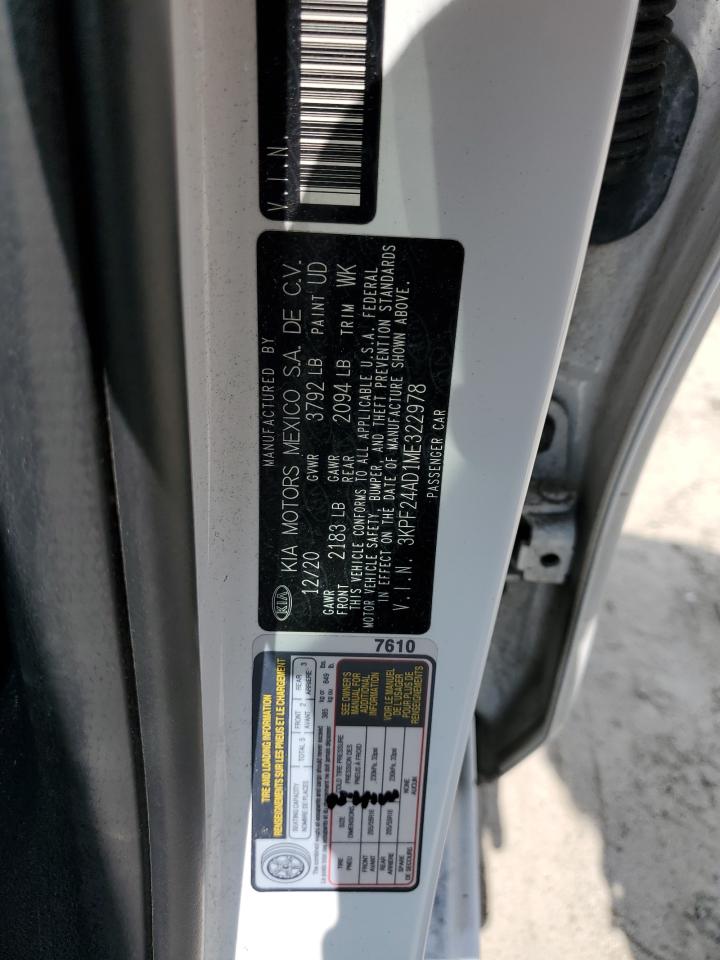 2021 Kia Forte Fe VIN: 3KPF24AD1ME322978 Lot: 63983395
