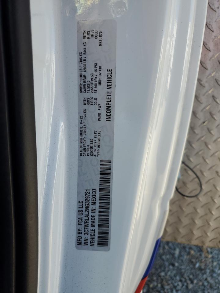 2022 Ram 4500 VIN: 3C7WRLAL2NG329721 Lot: 54202485
