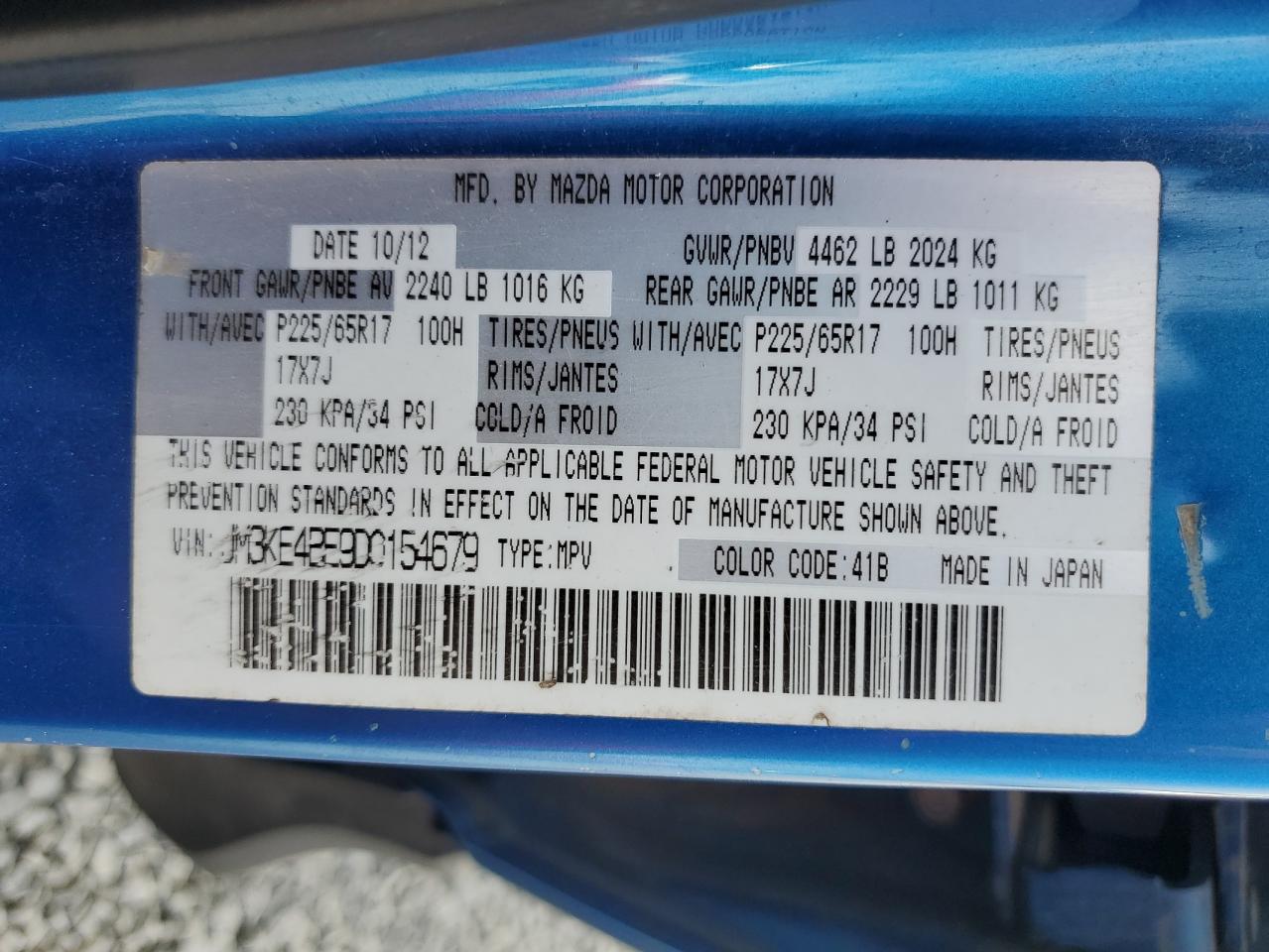2013 Mazda Cx-5 Sport VIN: JM3KE4BE9D0154679 Lot: 63862325