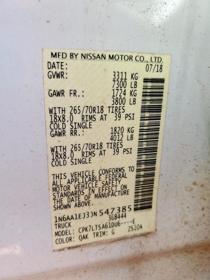 2018 Nissan Titan S VIN: 1N6AA1EJ3JN547385 Lot: 67447755