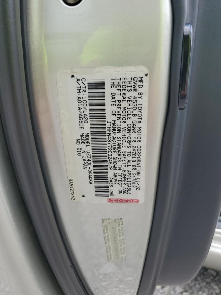 2002 Lexus Sc 430 VIN: JTHFN48Y720024679 Lot: 64494365
