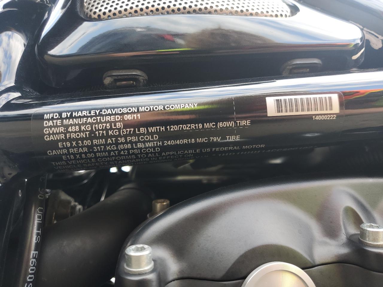 2012 Harley-Davidson Vrscdx Night Rod Special VIN: 1HD1HHH14CC800102 Lot: 64025655