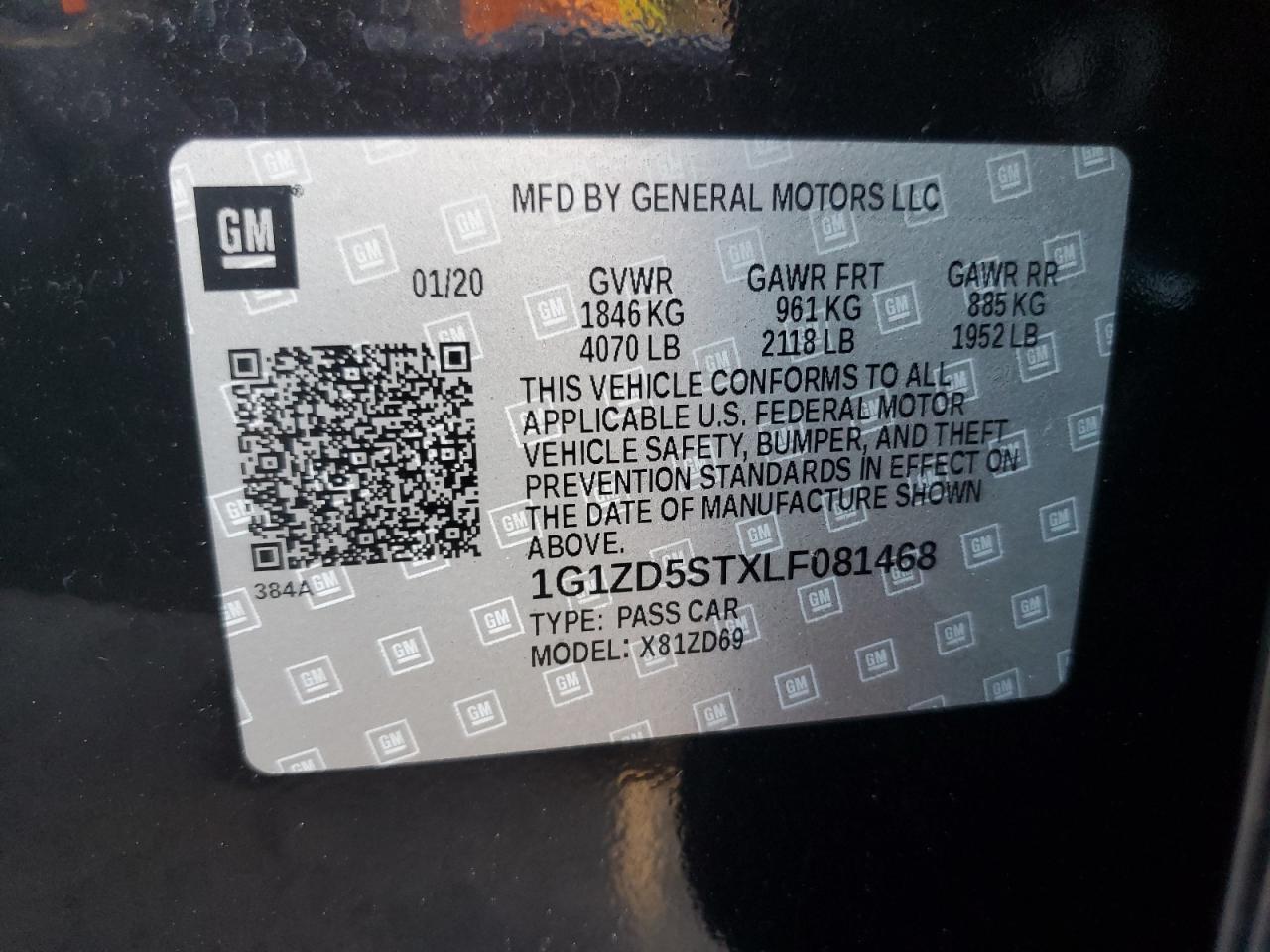 1g1zd5stxlf081468 1G1ZD5STXLF081468 2020 Chevrolet Malibu Lt