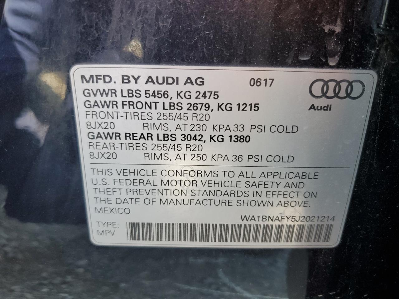 2018 Audi Q5 Premium Plus VIN: WA1BNAFY5J2021214 Lot: 61240515