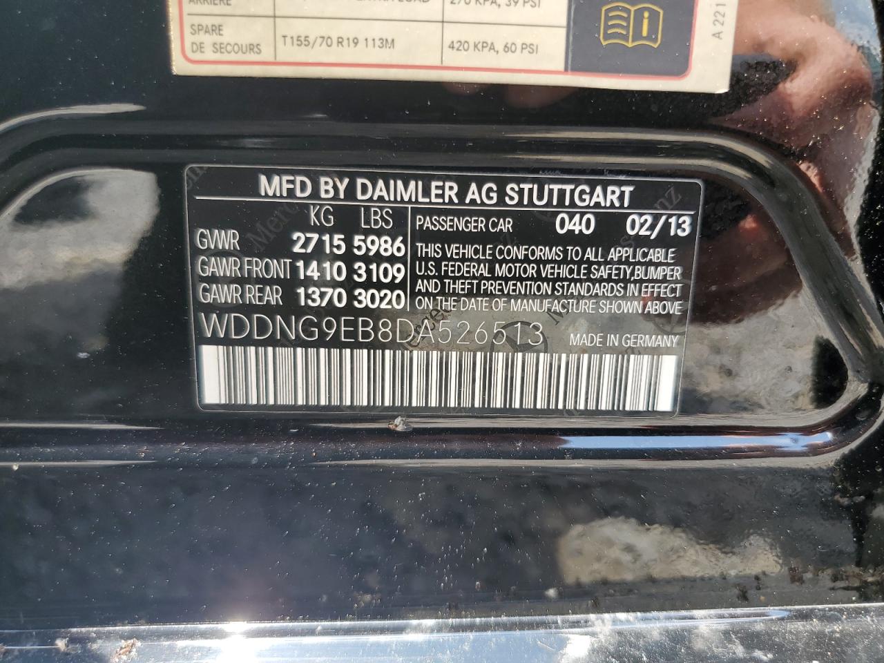 2013 Mercedes-Benz S 550 4Matic VIN: WDDNG9EB8DA526513 Lot: 63251995