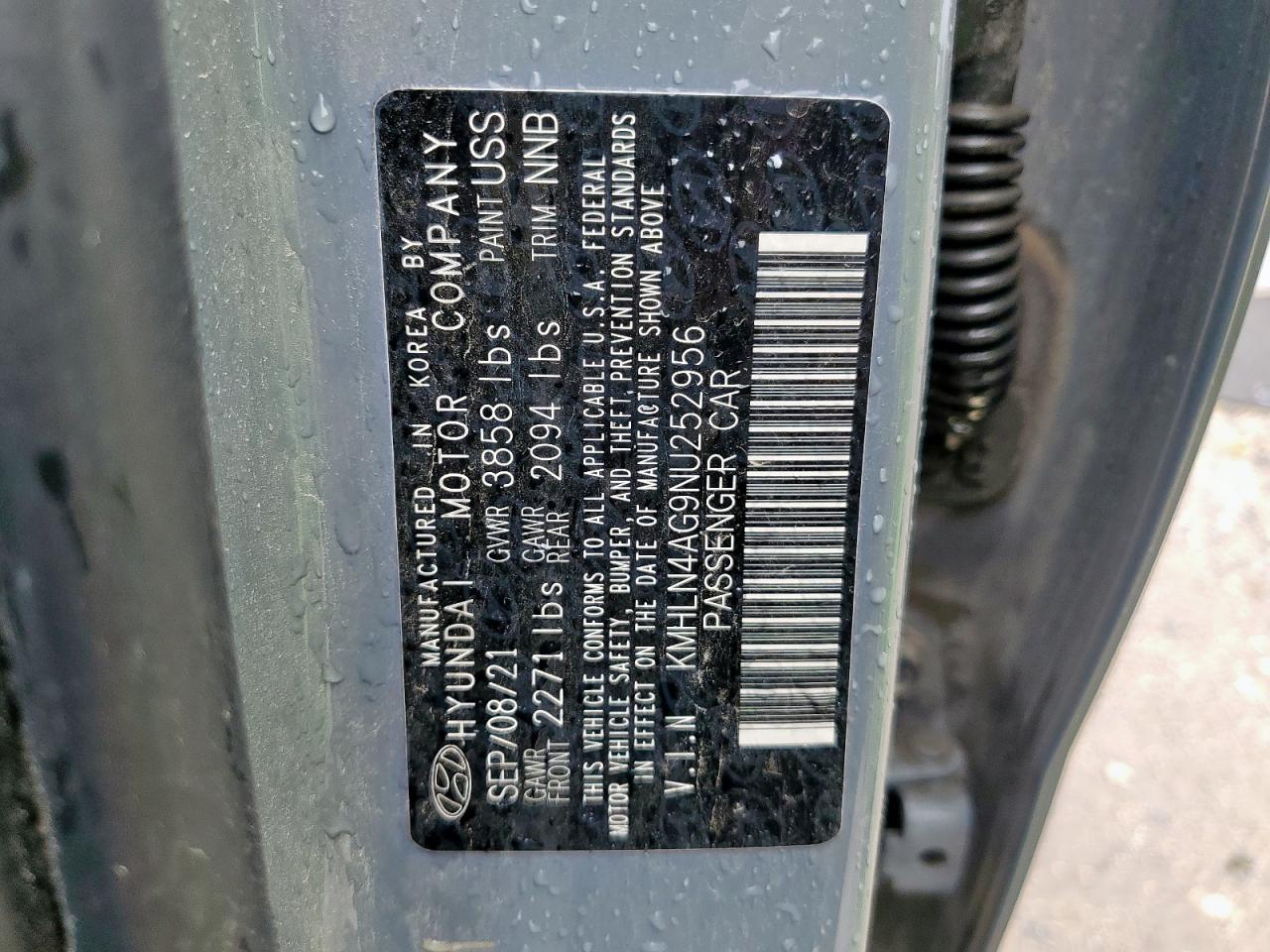 2022 Hyundai Elantra Sel VIN: KMHLN4AG9NU252956 Lot: 64224365