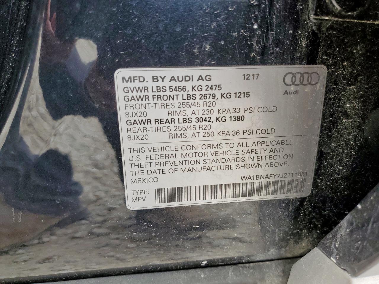 wa1bnafy7j2111951 WA1BNAFY7J2111951 2018 Audi Q5 Premium Plus