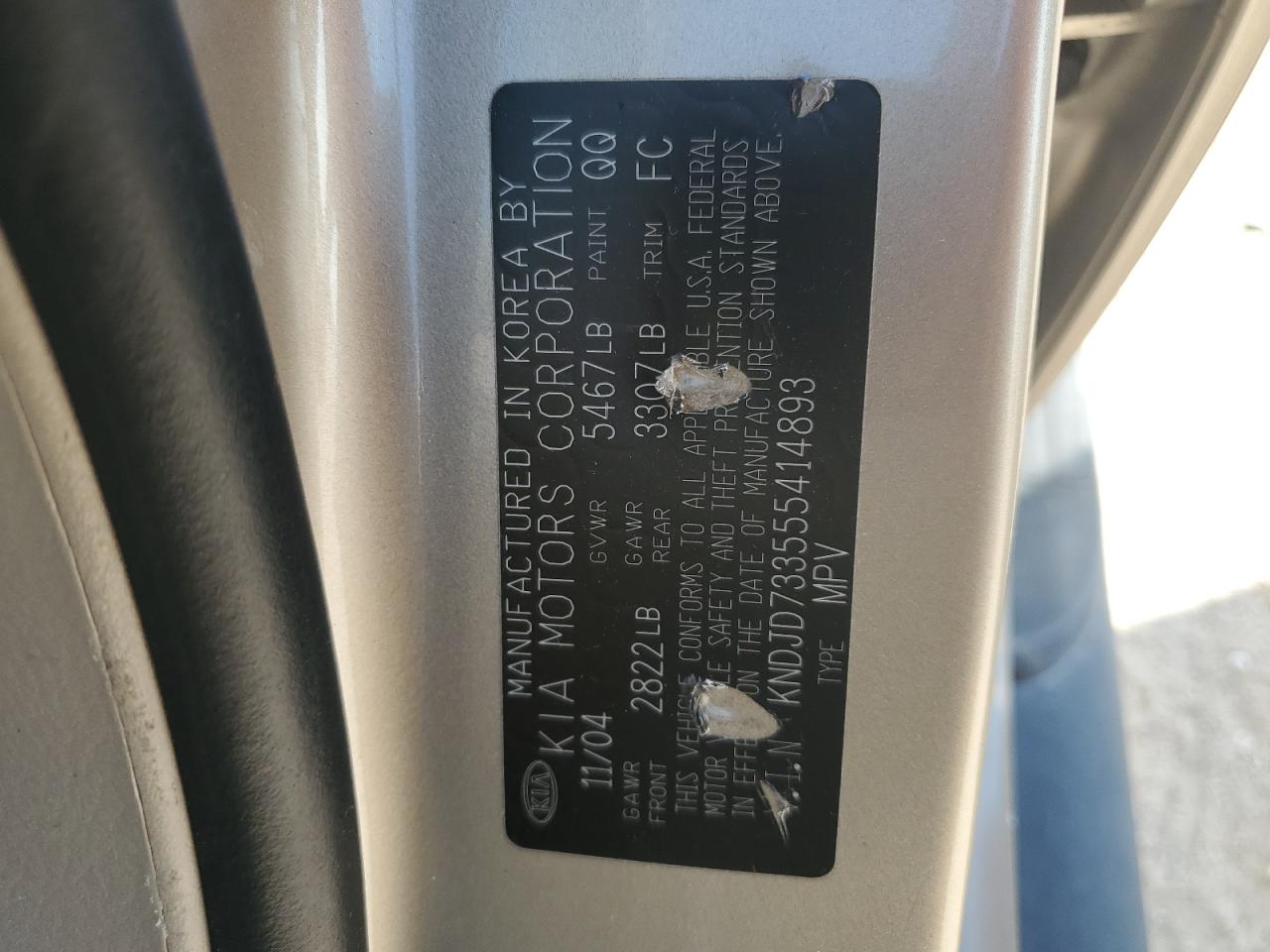 2005 Kia Sorento Ex VIN: KNDJD733555414893 Lot: 64375215
