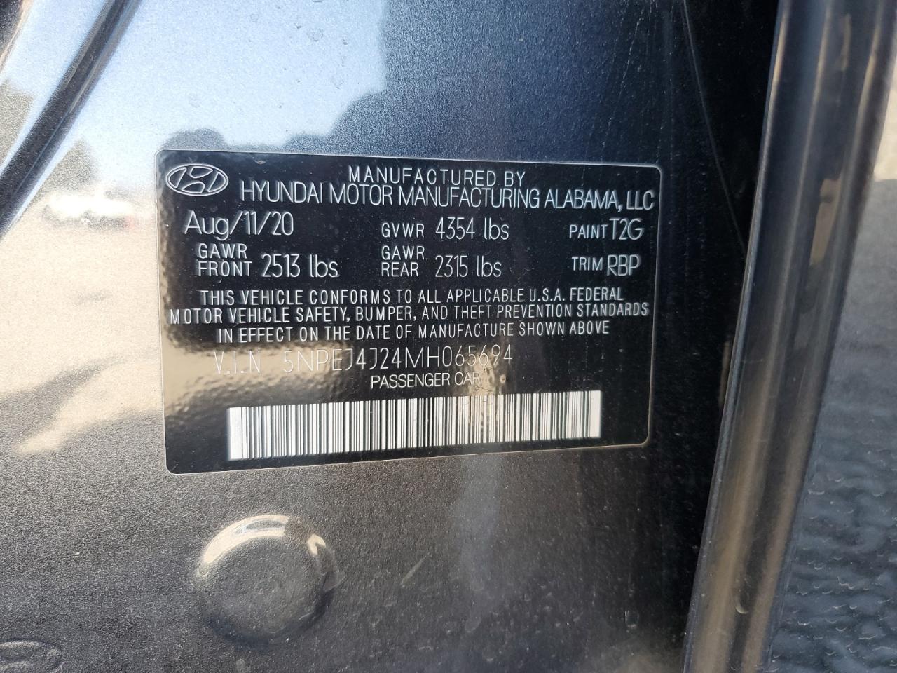 2021 Hyundai Sonata Sel Plus VIN: 5NPEJ4J24MH065694 Lot: 63404065