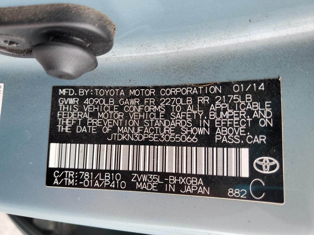 2014 Toyota Prius Plug-In VIN: JTDKN3DP5E3055066 Lot: 64417105