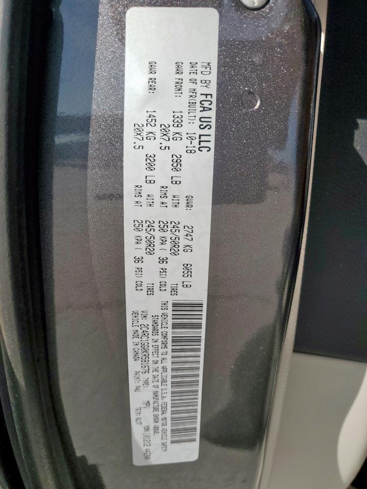 2019 Chrysler Pacifica Limited VIN: 2C4RC1GG0KR581676 Lot: 63216735