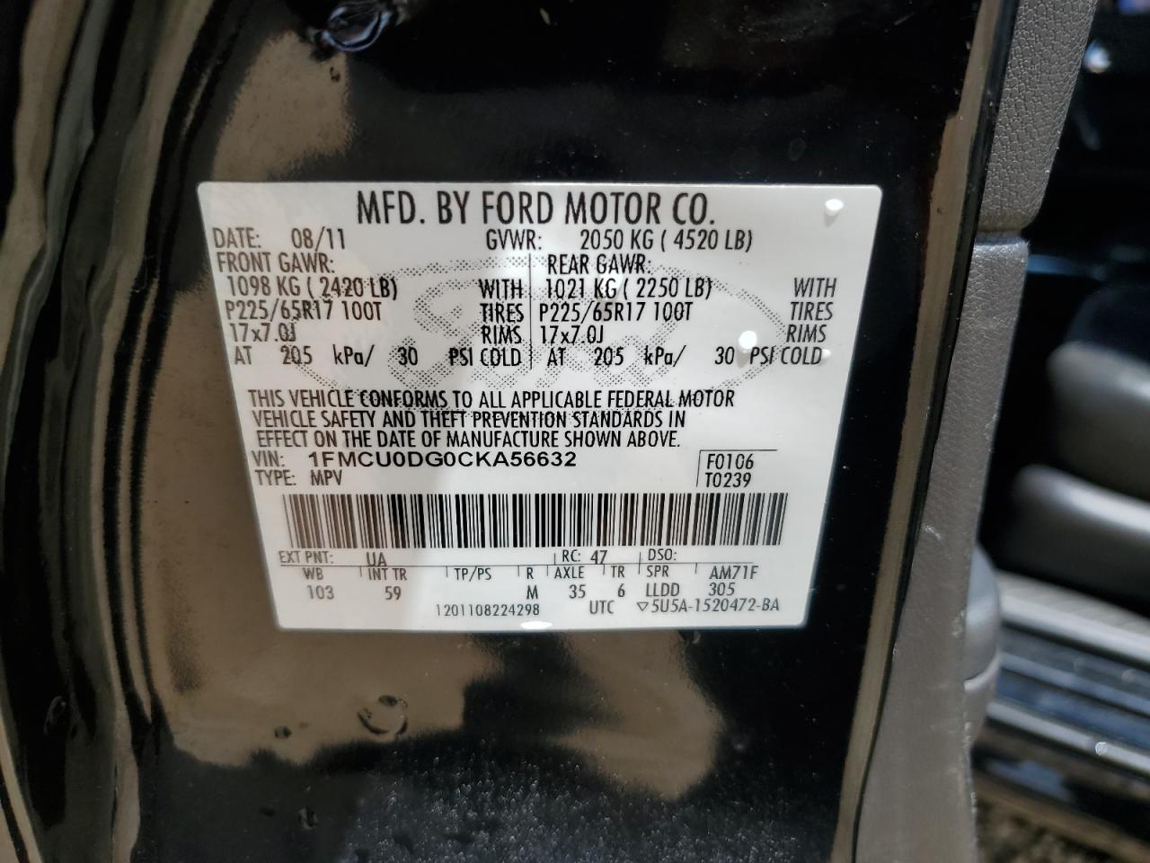 2012 Ford Escape Xlt VIN: 1FMCU0DG0CKA56632 Lot: 65261735