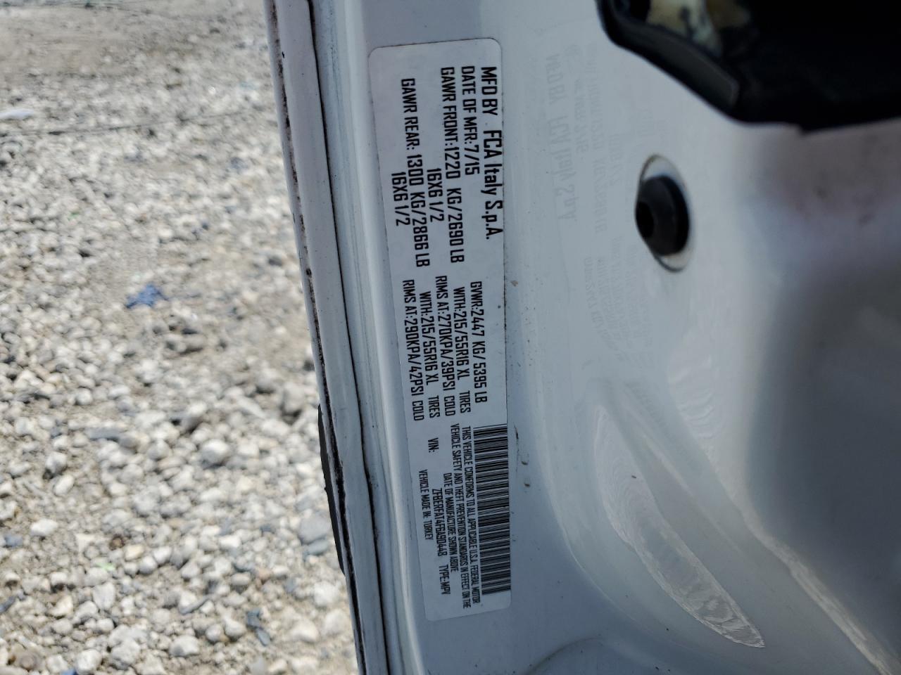 2015 Ram Promaster City VIN: ZFBERFAT4F6A90448 Lot: 63487285
