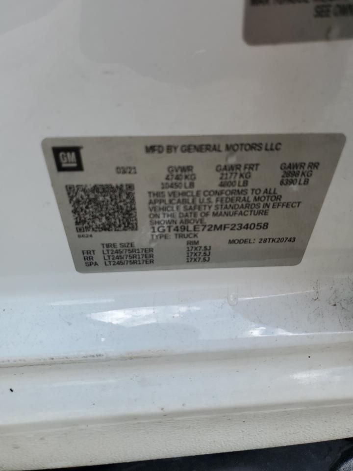 2021 GMC Sierra K2500 Heavy Duty VIN: 1GT49LE72MF234058 Lot: 63710545