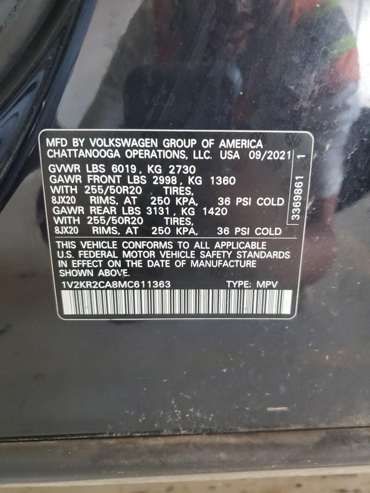 2021 Volkswagen Atlas Se VIN: 1V2KR2CA8MC611363 Lot: 63487595