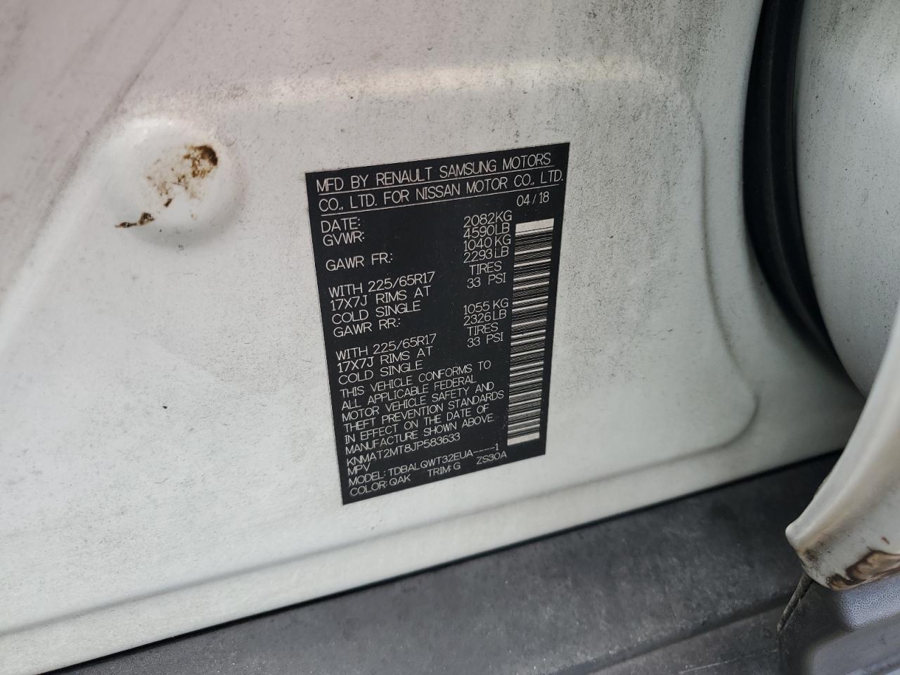 2018 Nissan Rogue S VIN: KNMAT2MT8JP583633 Lot: 64676055