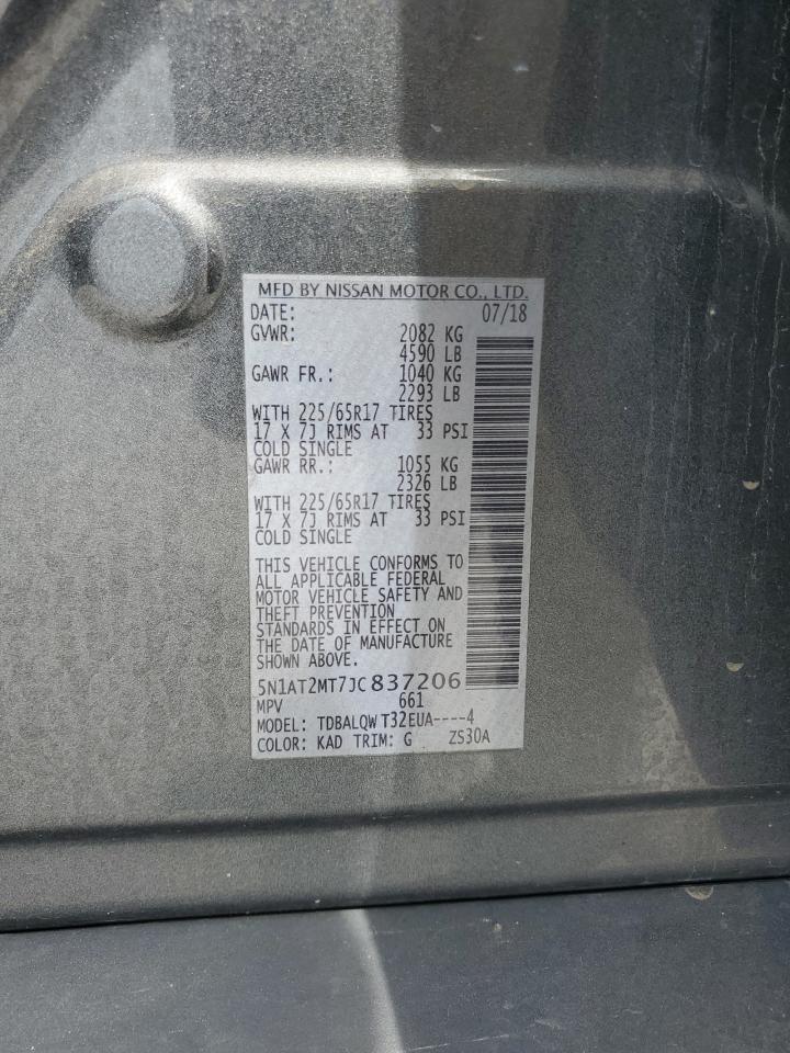 2018 Nissan Rogue S VIN: 5N1AT2MT7JC837206 Lot: 64994965