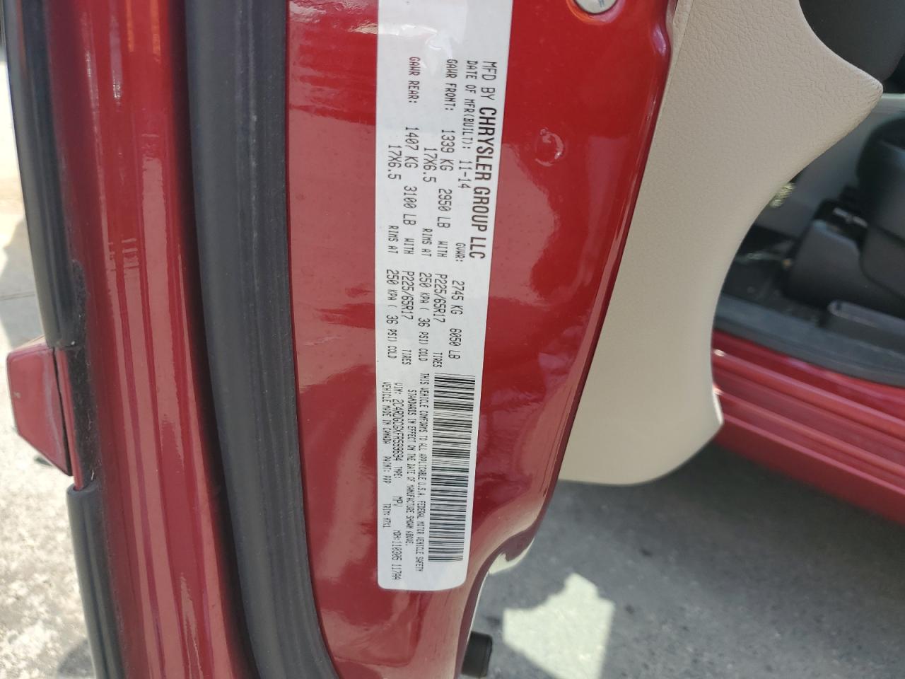 2015 Dodge Grand Caravan Sxt VIN: 2C4RDGCGXFR599694 Lot: 65943025