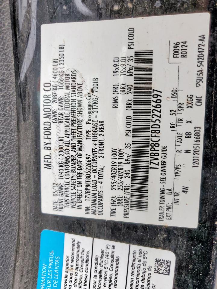 2013 Ford Mustang Gt VIN: 1ZVBP8CF8D5226697 Lot: 86636785