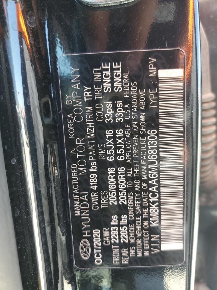 2021 Hyundai Kona Se VIN: KM8K1CAA6MU681306 Lot: 63666735