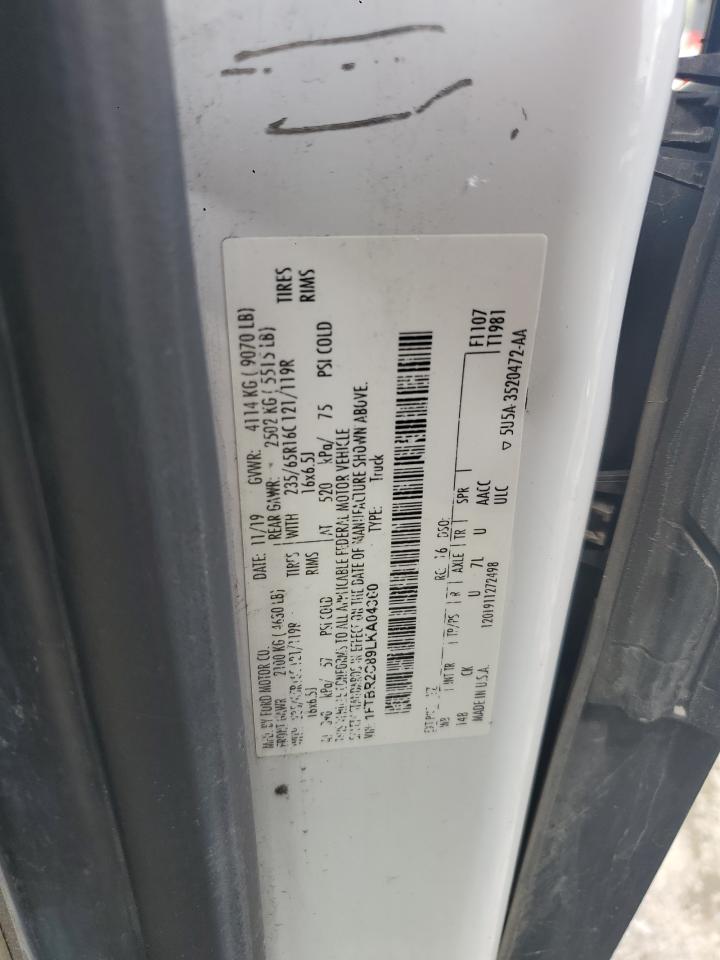 2020 Ford Transit T-250 VIN: 1FTBR2C89LKA04360 Lot: 57833675