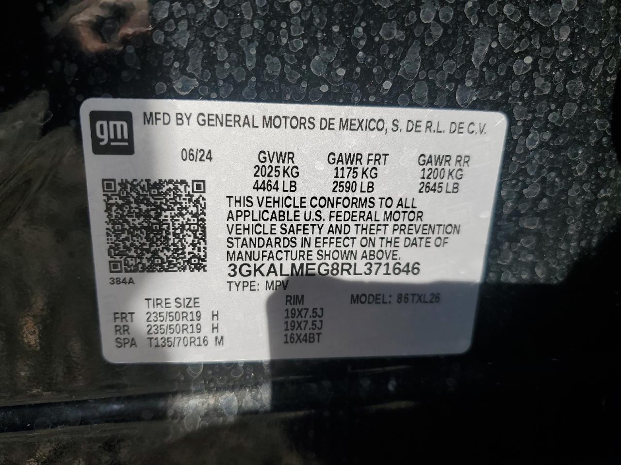 2024 GMC Terrain Sle VIN: 3GKALMEG8RL371646 Lot: 65044865