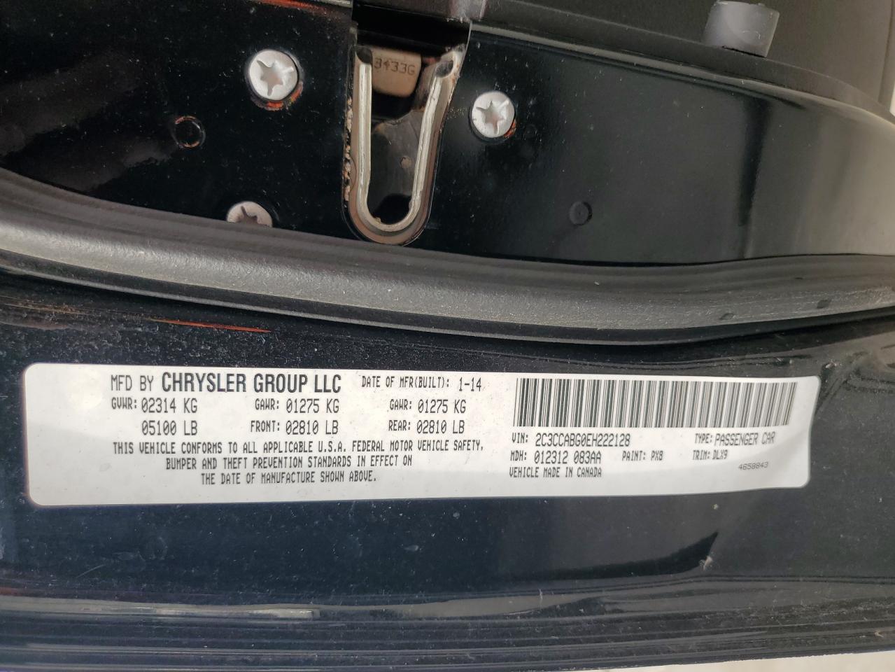 2014 Chrysler 300 S VIN: 2C3CCABG0EH222128 Lot: 64761715