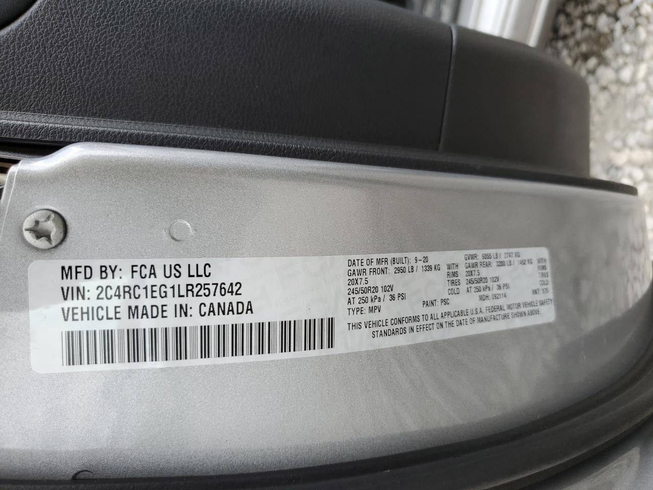 2020 Chrysler Pacifica Touring L Plus VIN: 2C4RC1EG1LR257642 Lot: 63599645