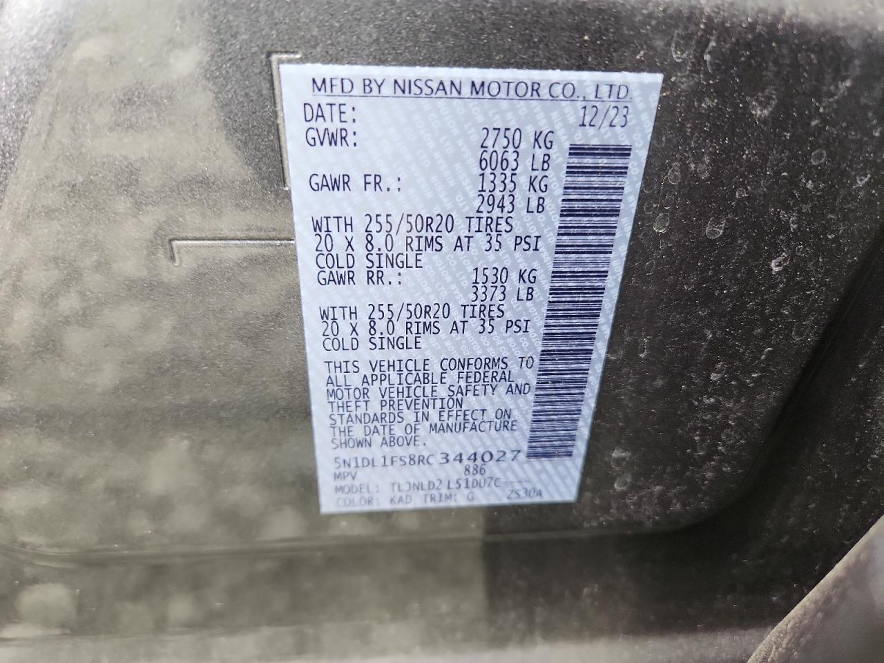 2024 Infiniti Qx60 Luxe VIN: 5N1DL1FS8RC344027 Lot: 65359155