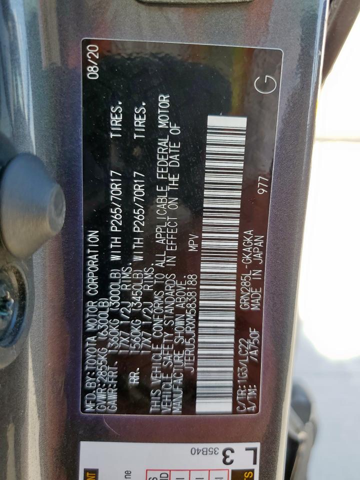 2021 Toyota 4Runner Sr5 Premium VIN: JTERU5JRXM5838188 Lot: 64120235