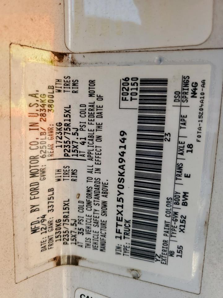 1995 Ford F150 VIN: 1FTEX15Y0SKA94149 Lot: 66308255