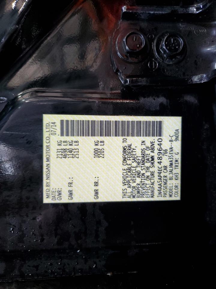 2014 Nissan Maxima S VIN: 1N4AA5AP4EC489640 Lot: 66368125